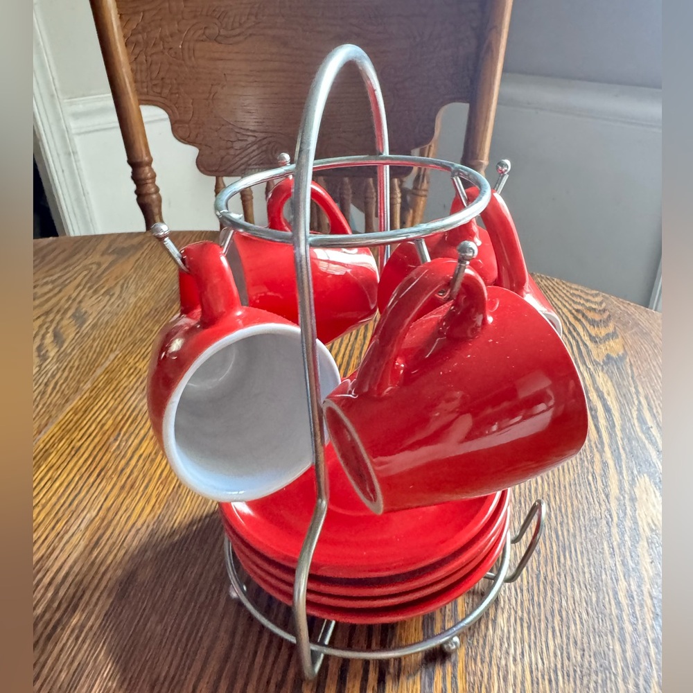 IMUSA Red Espresso Cup and Saucer Set